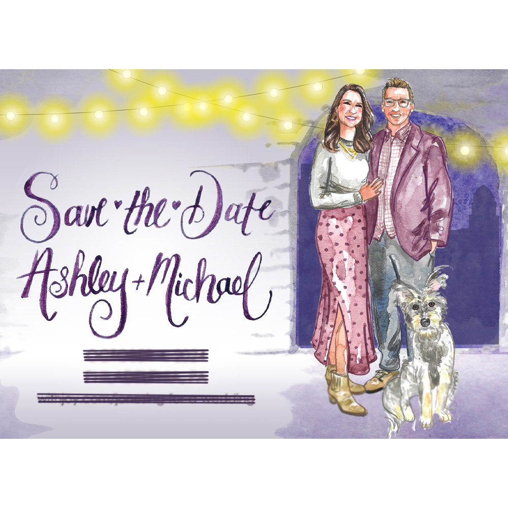 Custom Save the date watercolor design